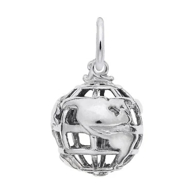 Necklaces and pendants with zodiac constellation designs for an astrological touch-Rembrandt World Globe Charm in Sterling Silver