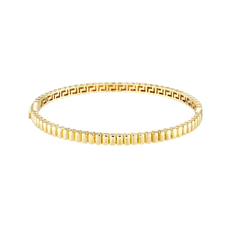 Customizable bangle bracelets with initials for a personalized, meaningful gift-Ribbed Hinge Bangle Bracelet