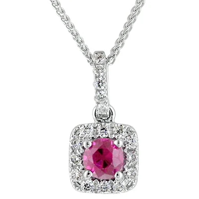 Best necklaces and pendants with adjustable chains for a customizable fit-Ruby Necklace in 14kt White Gold with Diamonds (1/10ct tw)