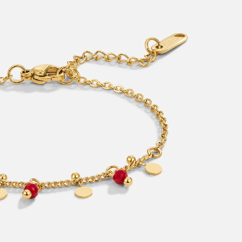 Best bangle bracelets with solid gold for an elegant and luxurious design-Ruby Red Bead Bracelet