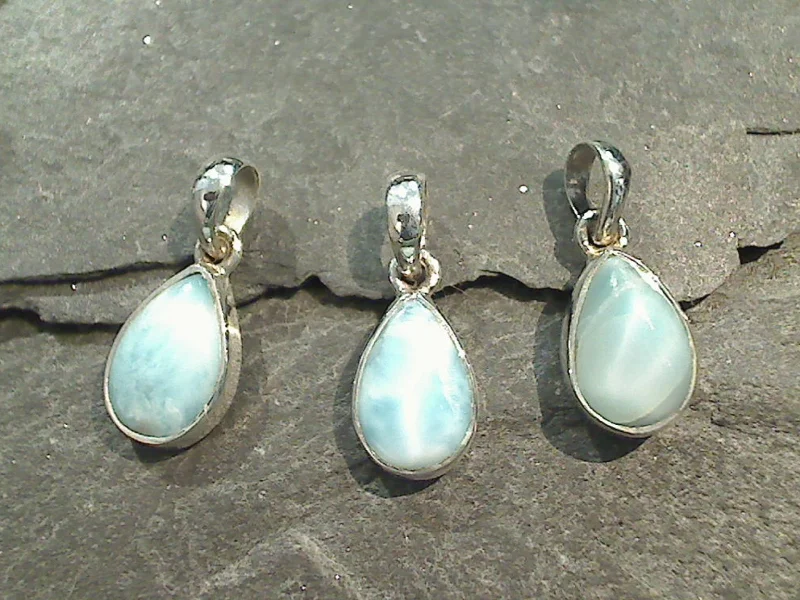 Beautiful necklaces and pendants with gemstone teardrops for an elegant effect-Larimar, Sterling Silver Small Pendant