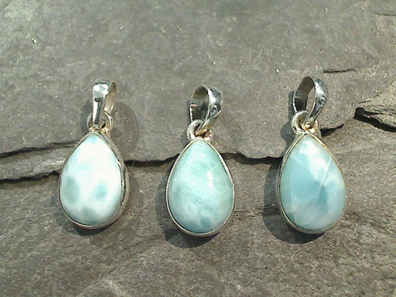 Best necklaces and pendants with adjustable chains for a customizable fit-Larimar, Sterling Silver Small Pendant