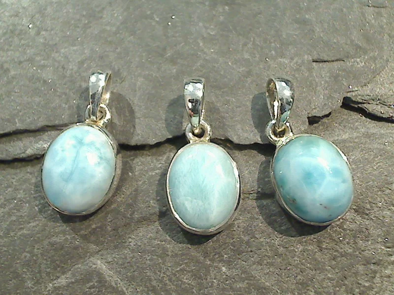 Beautiful necklaces and pendants with layered chains for a fashionable, chic look-Larimar, Sterling Silver Small Pendant