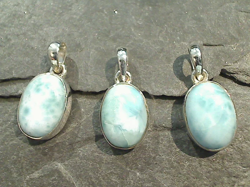 Best necklaces and pendants with matching earrings for a coordinated, elegant look-Larimar, Sterling Silver Small Pendant