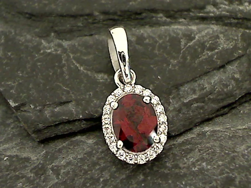 Beautiful necklaces and pendants with moon and star charms for a dreamy effect-Garnet, CZ, Sterling Silver Small Pendant