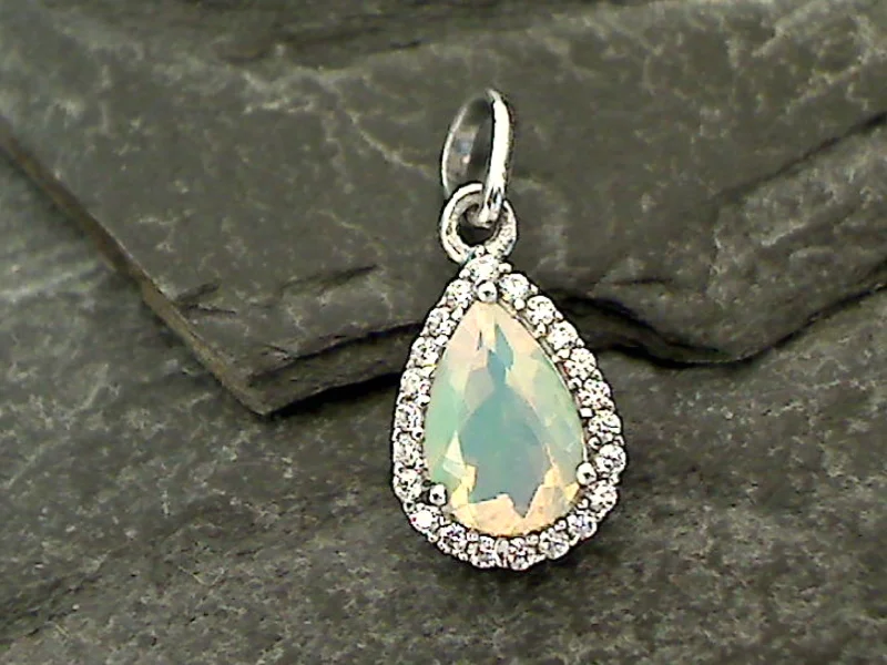 Best necklaces and pendants with minimalist pendants for a sleek, understated look-Ethiopian Opal, CZ, Sterling Silver Small Pendant