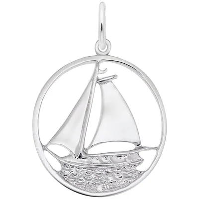 Stunning necklaces and pendants with turquoise and gold for a vibrant, earthy look-Sailboat Charm in Sterling Silver