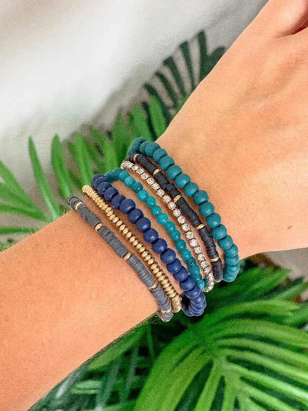 Bold bangle bracelets with textured finishes for a dynamic and modern style-Seaside Beaded Stretch Bracelet Stack