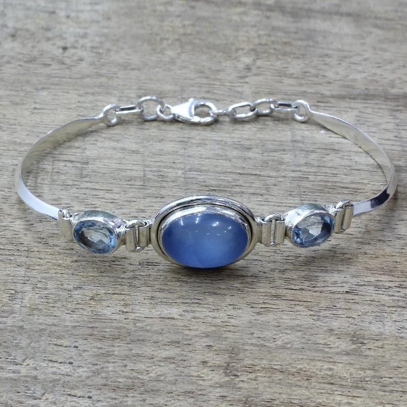 Best bangle bracelets with engraved initials for a personalized and meaningful gift-Shining Blue Chalcedony & Topaz Bracelet