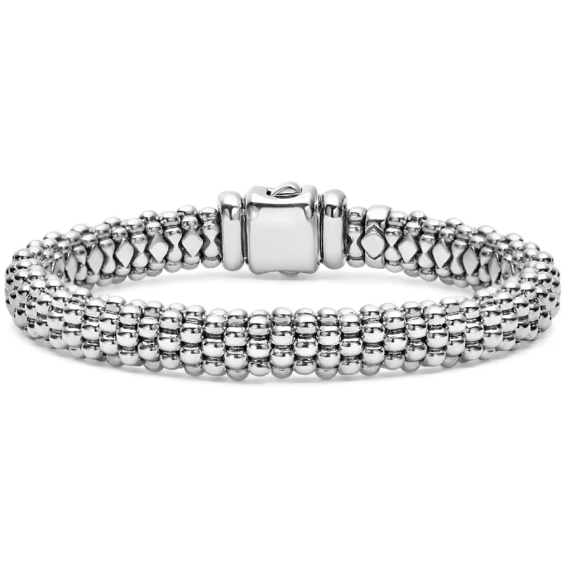 Best bangle bracelets with heart-shaped charms for a romantic and sweet touch-Silver Caviar Bracelet | 9mm