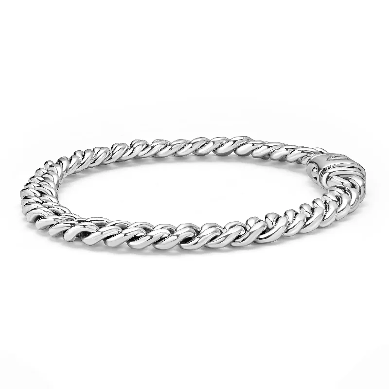 Oversized bangle bracelets with unique textures for a statement-making accessory-Silver Curb Chain Bracelet | 8mm