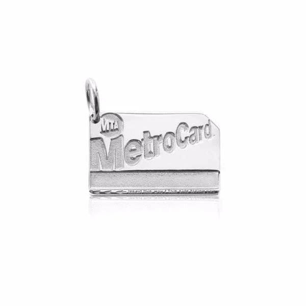 Stylish necklaces and pendants with diamonds for a glamorous and elegant look-Silver MetroCard Charm