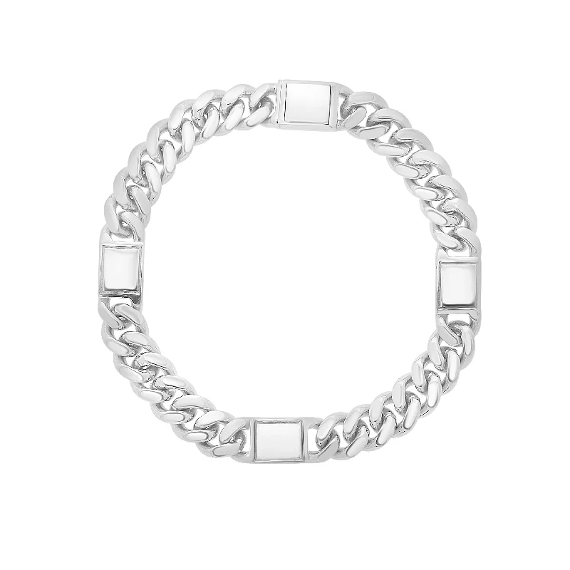 Best bangle bracelets with animal motif designs for a quirky, fun accessory-Silver Miami Cuban Link Station Bracelet