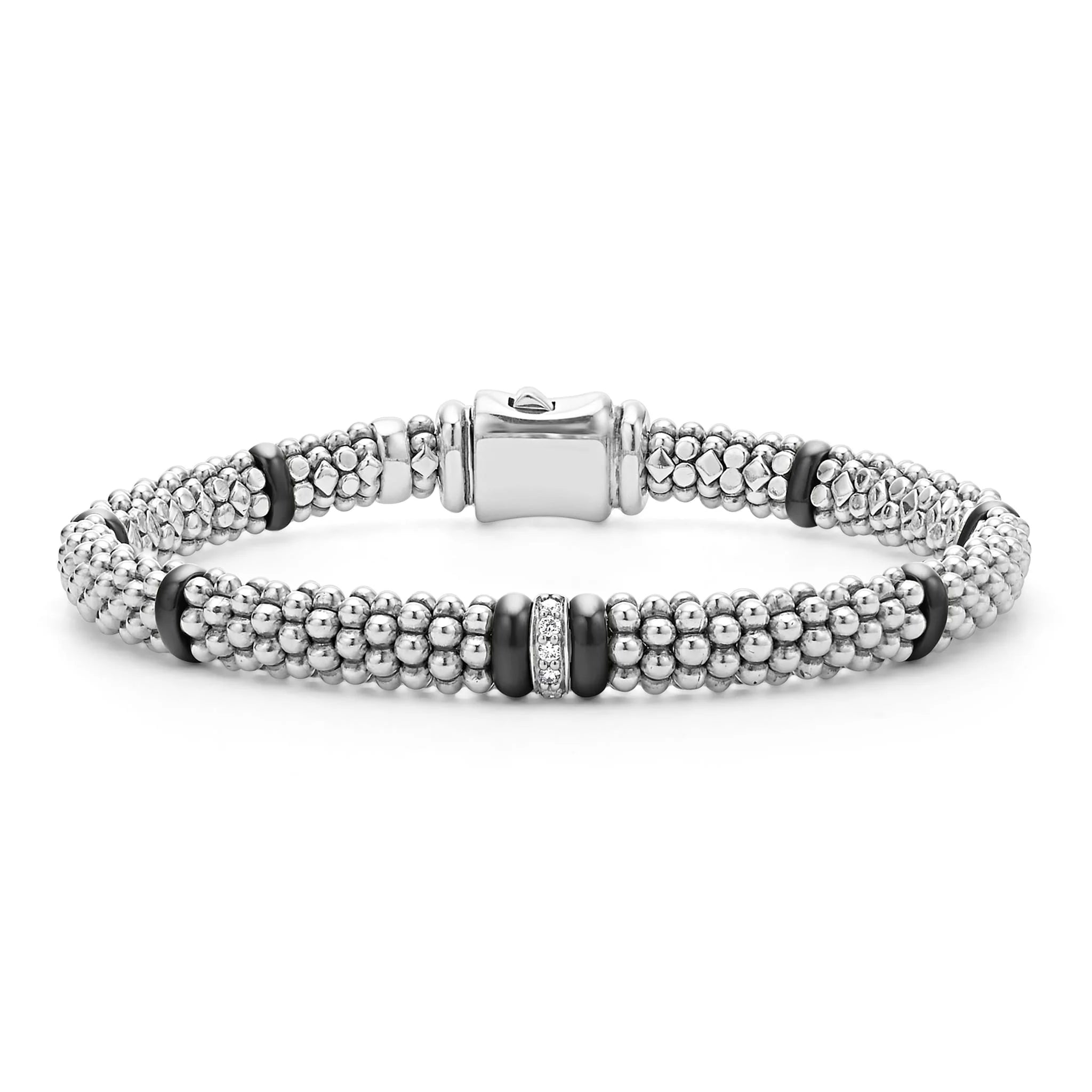 Best bangle bracelets with solid gold for an elegant and luxurious design-Single Station Diamond Caviar Bracelet | 6mm