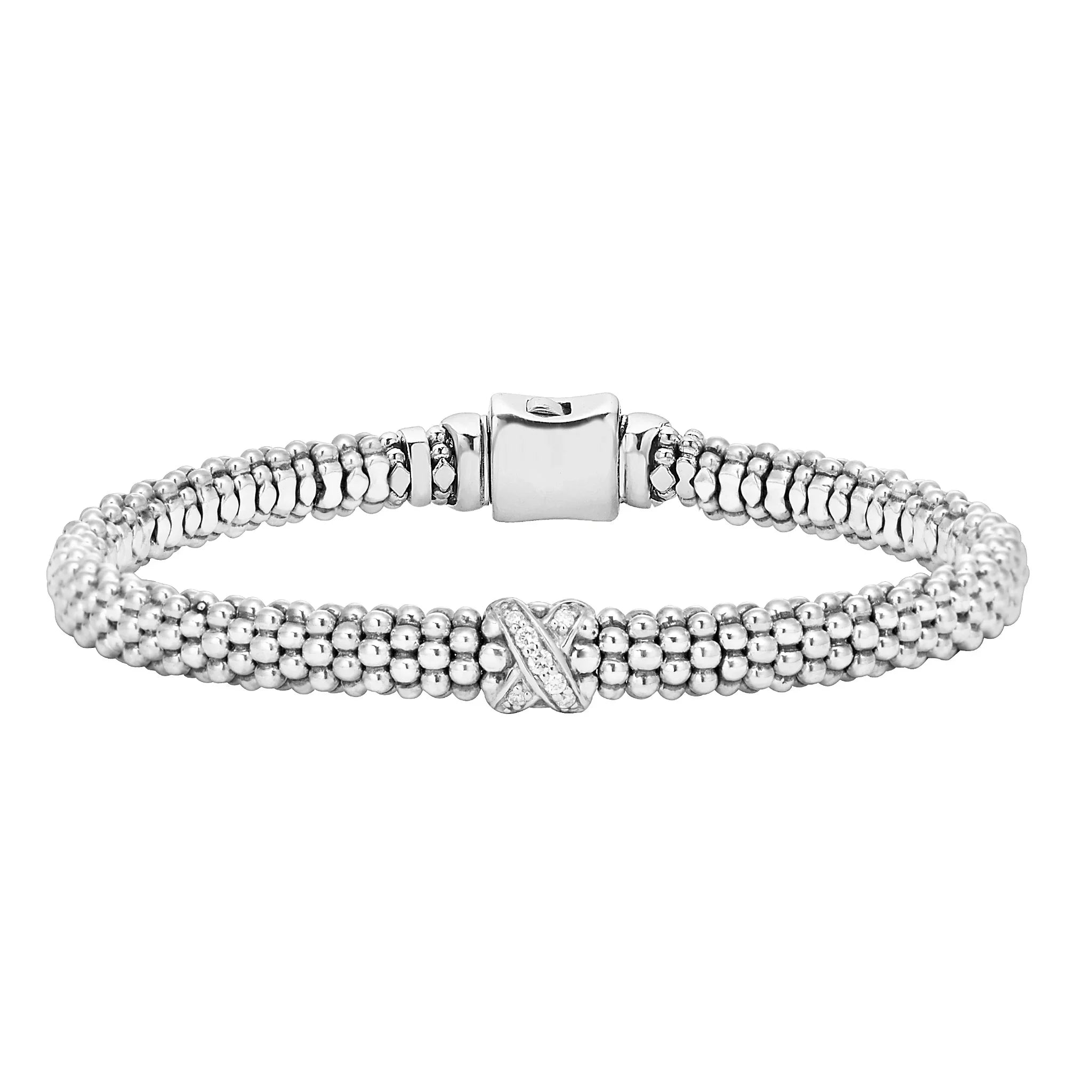 Best bangle bracelets with crystal inlays for a sparkling, glamorous appearance-Single Station X Silver Diamond Bracelet | 6mm