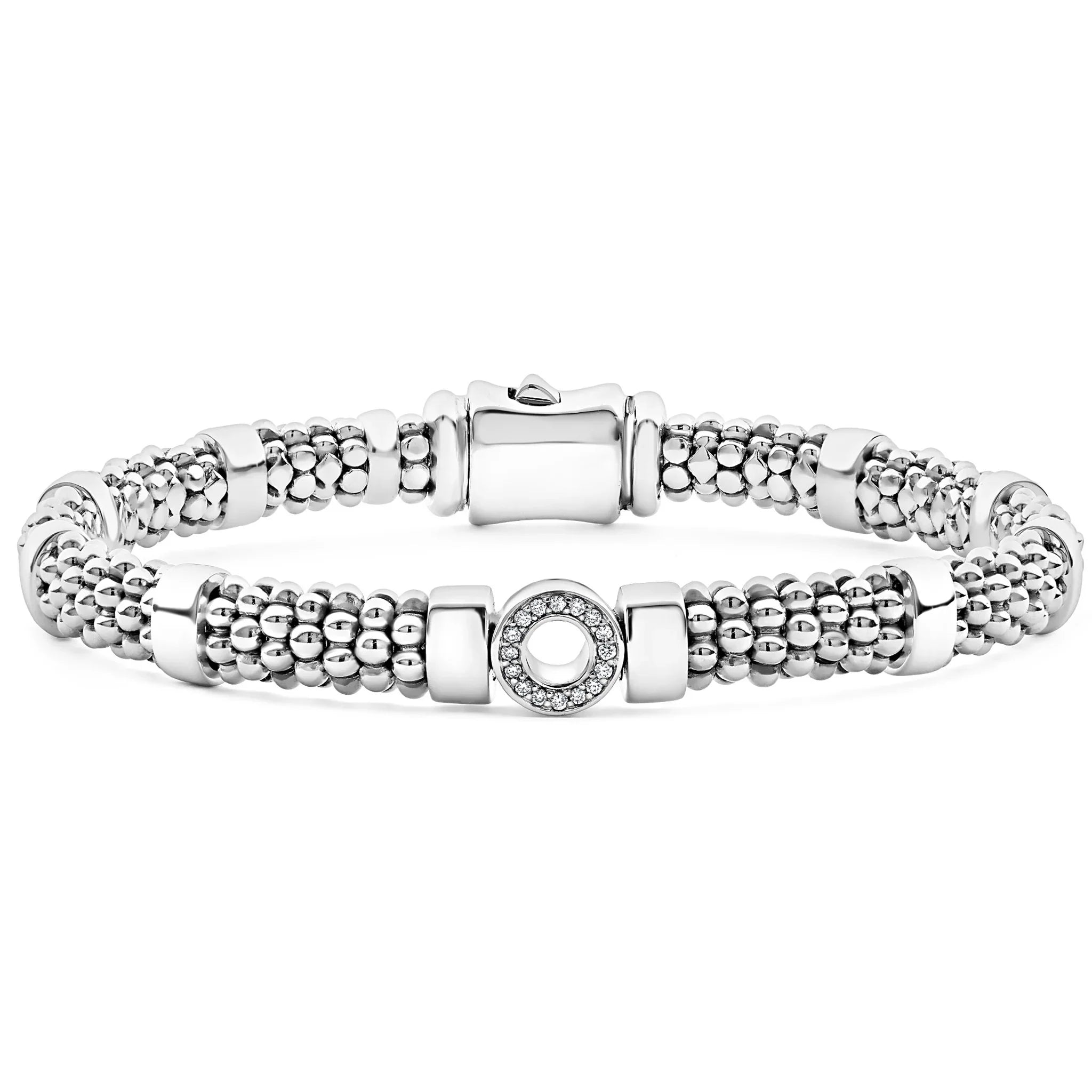 Best bangle bracelets with cubic zirconia for a dazzling and affordable alternative to diamonds-Small Single Station Diamond Circle Caviar Bracelet | 6mm