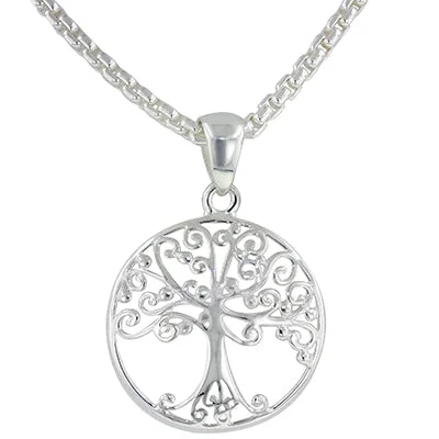 Personalized necklaces and pendants with name engravings for a custom touch-Southern Gates Oak Tree Necklace in Sterling Silver