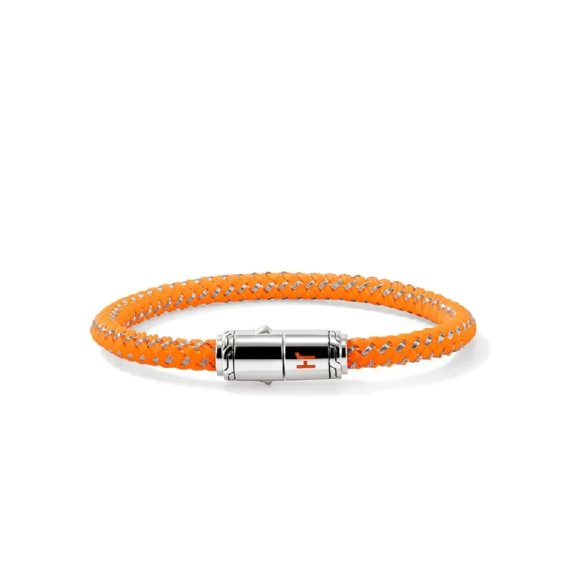 Best bangle bracelets with customizable charms for a personalized, unique piece-Sterling Silver & Orange Rubber Cord Bracelet