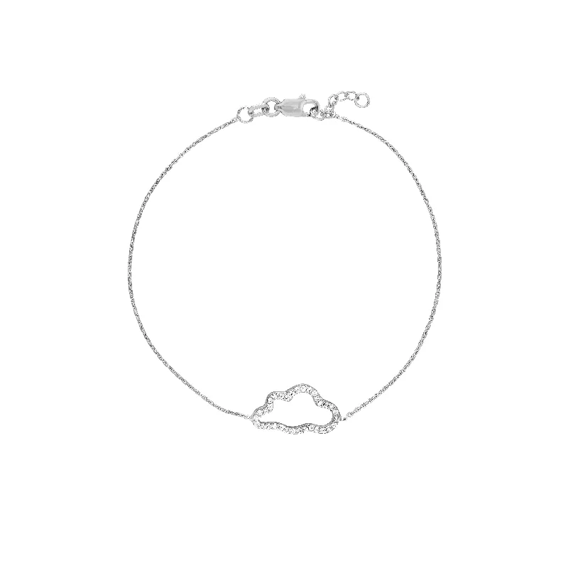 Luxury bangle bracelets with diamond accents for a sparkling, high-end accessory-Sterling Silver CZ Open Cloud Adjustable Bracelet