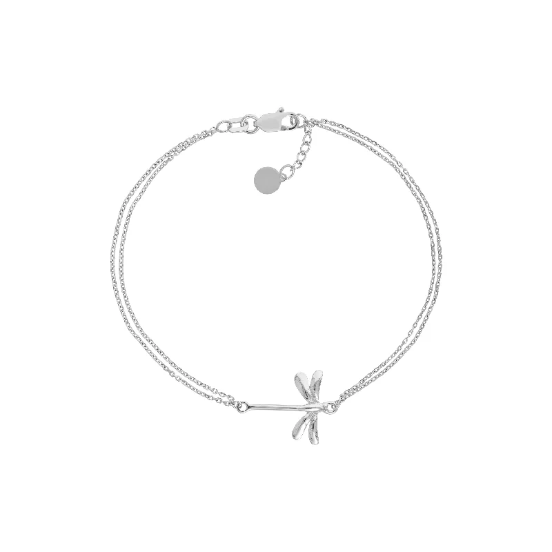 Best bangle bracelets with sapphire stones for an elegant and rich pop of color-Sterling Silver Dragonfly Adjustable Bracelet