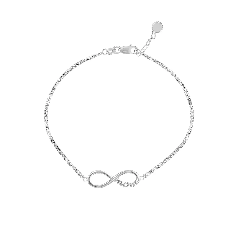 Best bangle bracelets with crystal inlays for a sparkling, glamorous appearance-Sterling Silver Infinity Symbol Mom Adjustable Bracelet