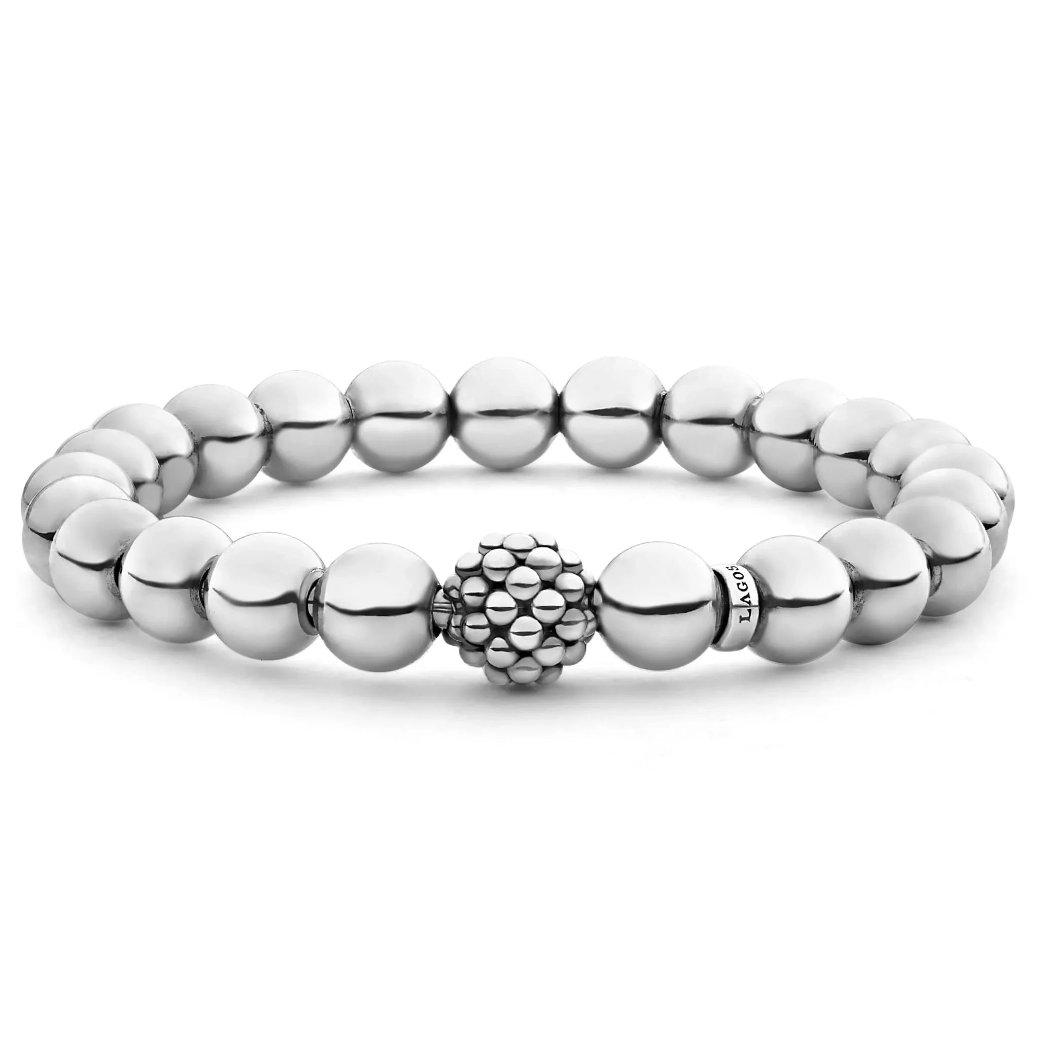 Best bangle bracelets with crystal accents for added sparkle and glamour-Stretch Silver Bead Bracelet