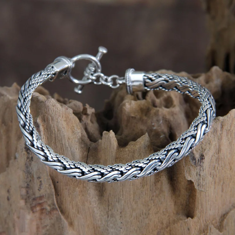 Best bangle bracelets with sapphire stones for an elegant and rich pop of color-Surf Sterling Silver Men's Bracelet