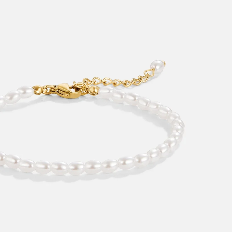 Sleek bangle bracelets with black enamel for a sophisticated and modern look-Temi Pearl Bracelet