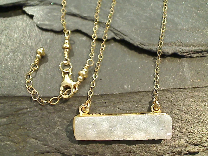 Best necklaces and pendants for everyday wear with minimalist designs-14" - 15" Druzy Quartz, Gold Filled Necklace