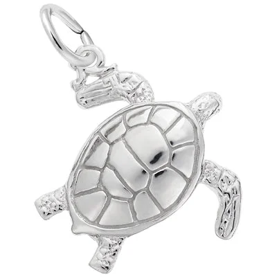 Necklaces and pendants with matching rings for a coordinated set of jewelry-Turtle Charm in Sterling Silver