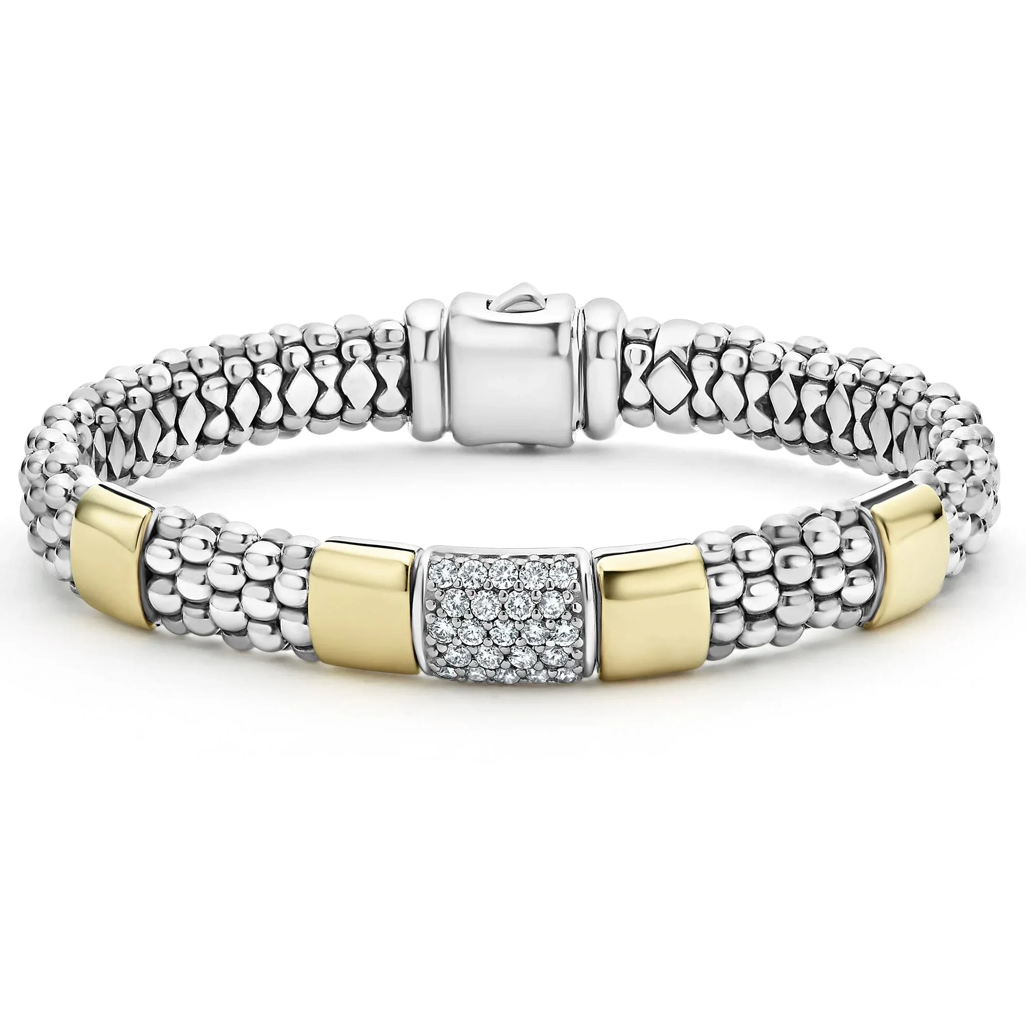 Vintage-inspired bangle bracelets with etched detailing for a timeless, antique look-Two-Tone Diamond Bracelet | 9mm