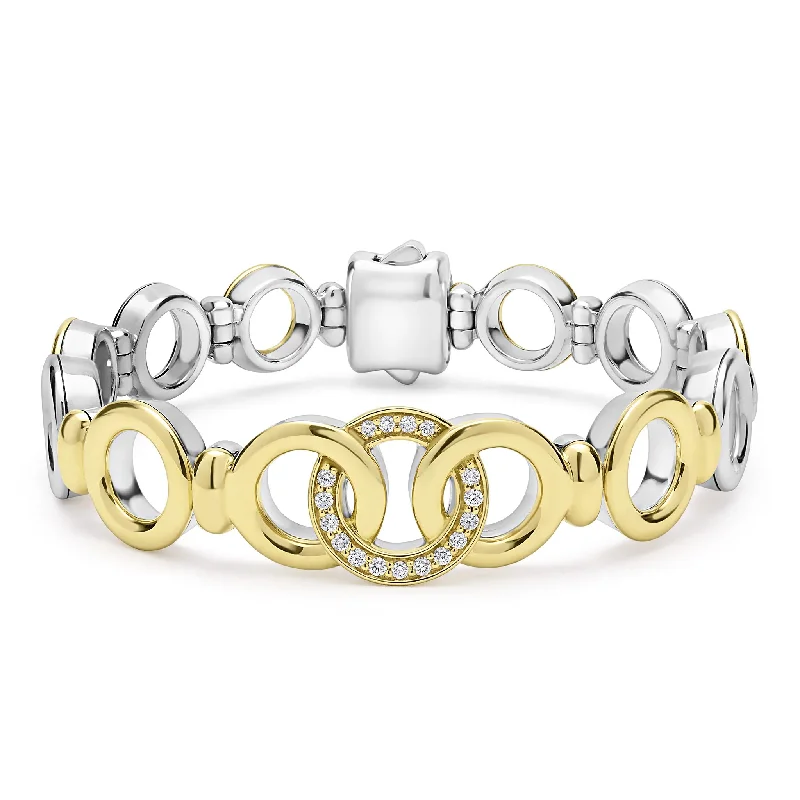 Adjustable bangle bracelets with toggle clasps for easy, secure wearing-Two-Tone Interlocking Diamond Link Bracelet