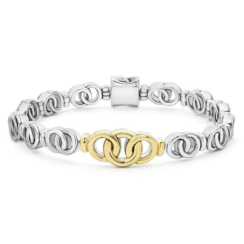 Luxury bangle bracelets with diamond accents for a sparkling, high-end accessory-Two-Tone Interlocking Link Bracelet