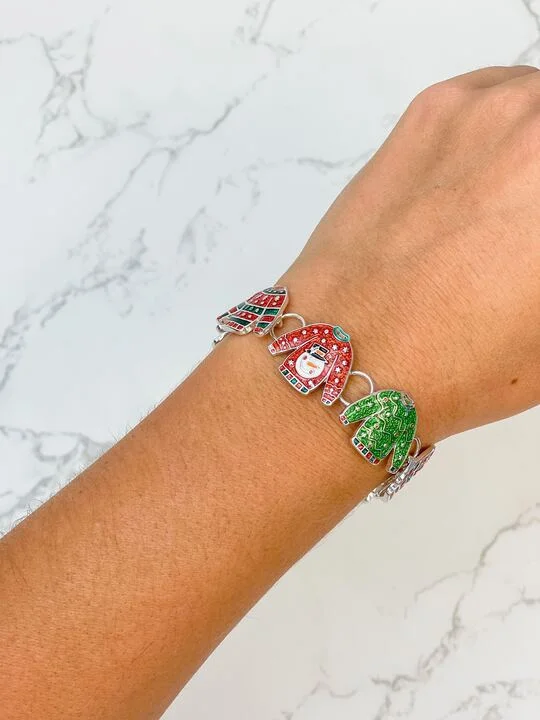 Art deco bangle bracelets with bold lines and shapes for a vintage-inspired flair-Ugly Christmas Sweater Magnetic Bracelet