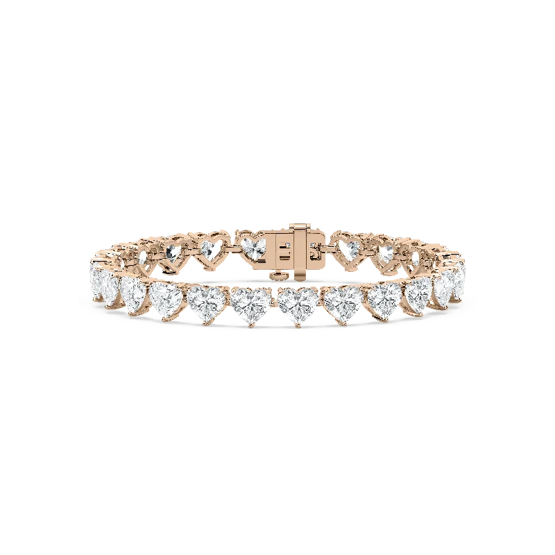 Thin bangle bracelets with mixed metals for a contemporary and versatile look-Winsor Heart Tennis Bracelet