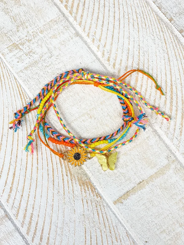 Best bangle bracelets for stacking with delicate and thin designs for layering-Woven Friendship Bracelet Stack - Yellow